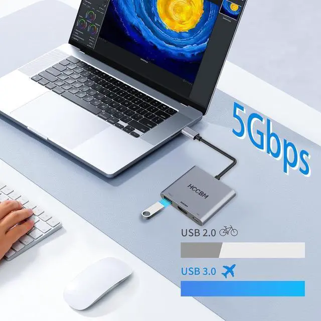 Alt view image 5 of 7 - USB C to HDMI Adapter USBC Adapter HDMI with Multiport to TV Monitor Projector with 4K Output 100W PD & USB 3.0 for MacBook Pro/Air Laptop iPad iPhone