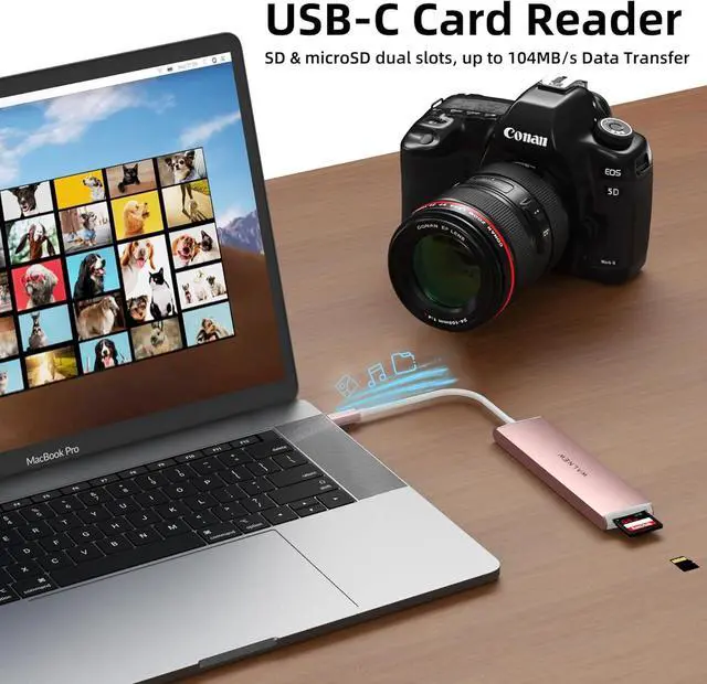 Alt view image 5 of 7 - 7 in 1 USB-C Hub with 4K HDMI 100W PD 5Gbps Data Port(1 Type-C & 2 USB 3.0) SD/TF Reader Thunderbolt 4 Dock Multiport Adapter for MacBook Pro Air Mac iPad 10/Mini 6 Surface (Pink)