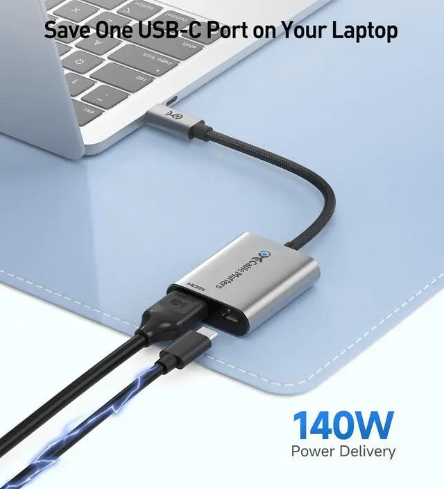 Alt view image 4 of 7 - 48Gbps USB C to HDMI 2.1 Adapter with 140W Charging for MacOS Windows Supports [4K@240Hz /8K@60Hz HDR] Thunderbolt 4 to HDMI Adapter Compatible for MacBook Thunderbolt 5 Laptops