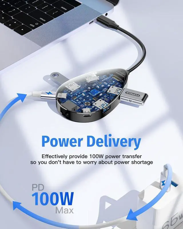 Alt view image 4 of 7 - USB C Docking Station USB C Hub 4K HDMI Type C to USB Adapter 1 Gbps Ethernet 100W Power Delivery 3 USB 3.0&1 Type-C 3.0 for MacBook Pro Air  XPS (Single HDMI)