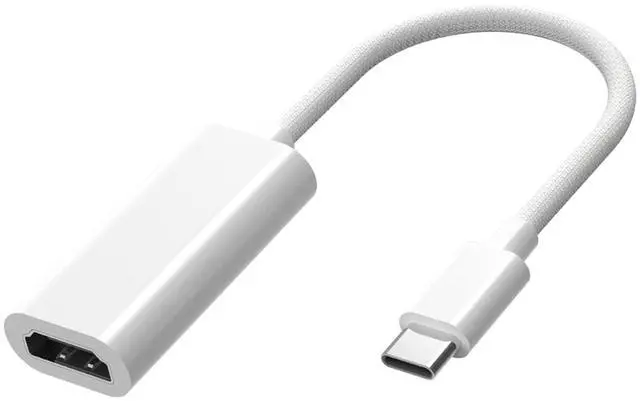 Main image of USB C to HDMI Adapter 4K 60HZ White Braided Type C to HDMI Converter Compatible with iPhone 15 16 iPad Air Pro Chromebook Pixelbook Spectre Galaxy Book 3 Ultra S10 Surface Laptop 5 ThinkPad T14