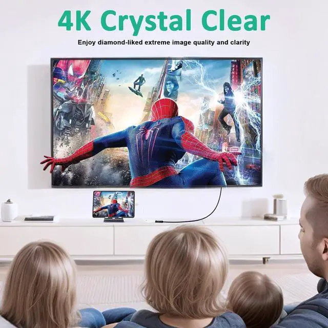 Alt view image 4 of 7 - USB C to HDMI Adapter 4K 60HZ White Braided Type C to HDMI Converter Compatible with iPhone 15 16 iPad Air Pro Chromebook Pixelbook Spectre Galaxy Book 3 Ultra S10 Surface Laptop 5 ThinkPad T14