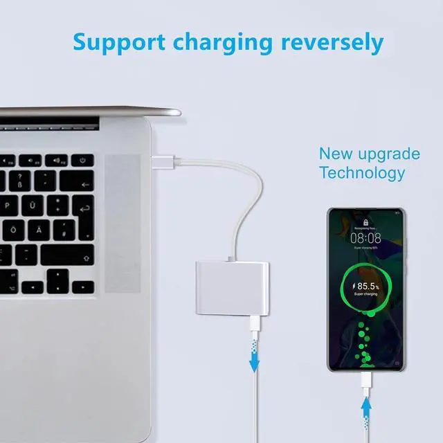 Alt view image 2 of 7 - USB-C Digital Av Multiport Adapter USB C to HDMI Adapter for iPhone 15/16 to TV with Fast Charging Port Two-Way USB3.1 and 4K HDMI Output Compatible with Iphone15 / 16 Ipad pro Mackbook Pro