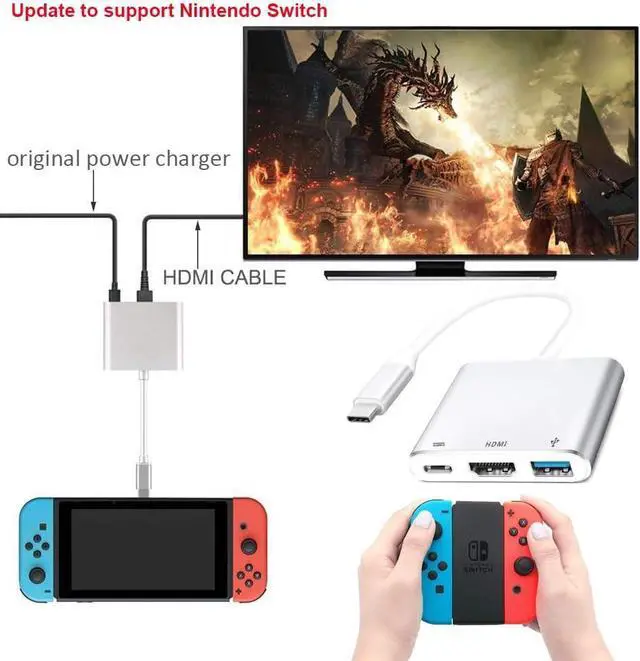 Alt view image 5 of 7 - USB C to HDMI Adapter USB-C Digital AV Multiport Adapter with 4K HDMI Video to TV/Mini Projector USB 3.0 PD Charging Converter Hub Compatible with  iPhone 16 15 MacBook Pro iPad