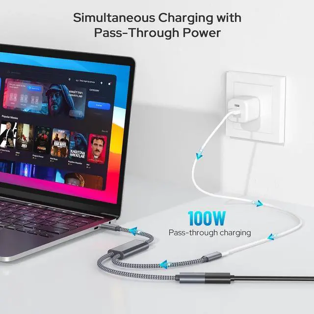 Alt view image 3 of 7 - USB C to HDMI Adapter with 100W PD Charger Port 2-in-1 Type C to 4K MHL HDMI Female Converter Thunderbolt 3 for iPhone 15 Pro Max Plus MacBook ipad Air 5 mini 6 Galaxy Steam Deck