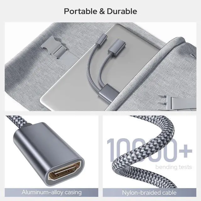 Alt view image 6 of 7 - USB C to HDMI Adapter with 100W PD Charger Port 2-in-1 Type C to 4K MHL HDMI Female Converter Thunderbolt 3 for iPhone 15 Pro Max Plus MacBook ipad Air 5 mini 6 Galaxy Steam Deck