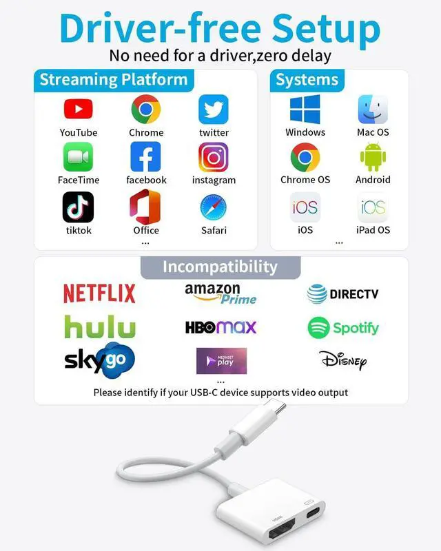 Alt view image 7 of 7 - USB C to HDMI Adapter for iPhone 15/16 Digital AV Audio Dongle 4K Video & Audio Sync Screen Converter with 100W Fast Charge Type C to HDMI Adapter for iPhone 15 iPhone 16 MacBook iPad Pro Galaxy
