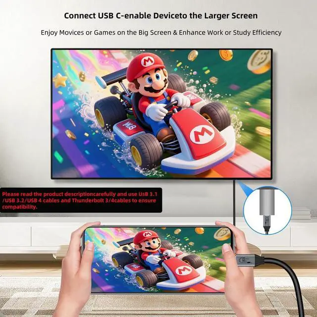 Alt view image 6 of 7 - USB C Female to HDMI Male Adapter 4K@60Hz Uni-Directional USB Type C Source to HDMI 2.0 Display Converter Thunderbolt 3/4 to HDMI for Mac-Book Pro/Air Galaxy Surface i-Phone 16 Series - 1 Pack