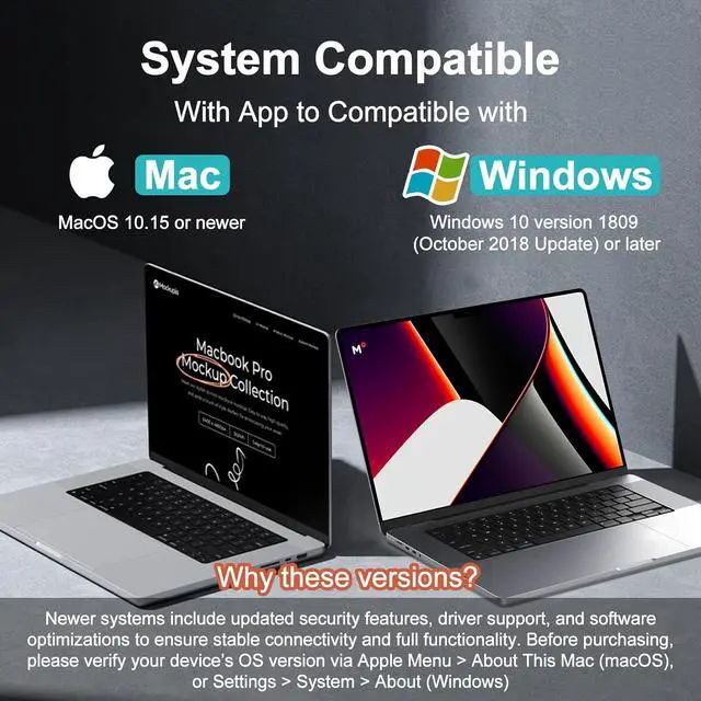 Alt view image 2 of 7 - USB C to Dual HDMI Adapter 1080P 60Hz Multi-Monitor Splitter for MacBook/PC/Laptop - USB-A/USB-C to 2 HDMI Ports Aluminum Docking Station Audio Sync Windows/macOS Software Control