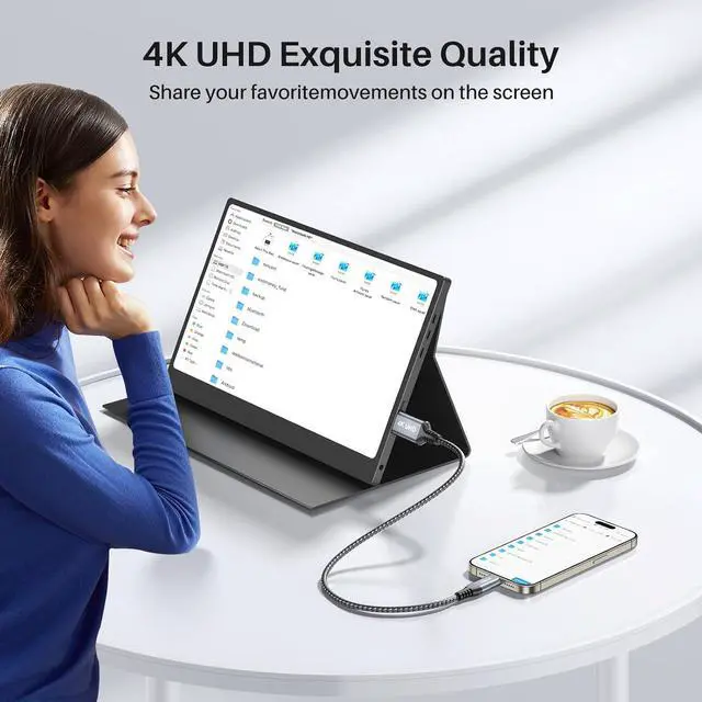 Alt view image 3 of 7 - 4K USB C to Mini HDMI Cable 3.3FT Supports 4K@60Hz 2K@120Hz High Speed Type-C to Mini HDMI Uni-Directional Cord for Steam Deck ROG Ally Laptop MacBook KYY ARZOPA MNN Portable Monitor