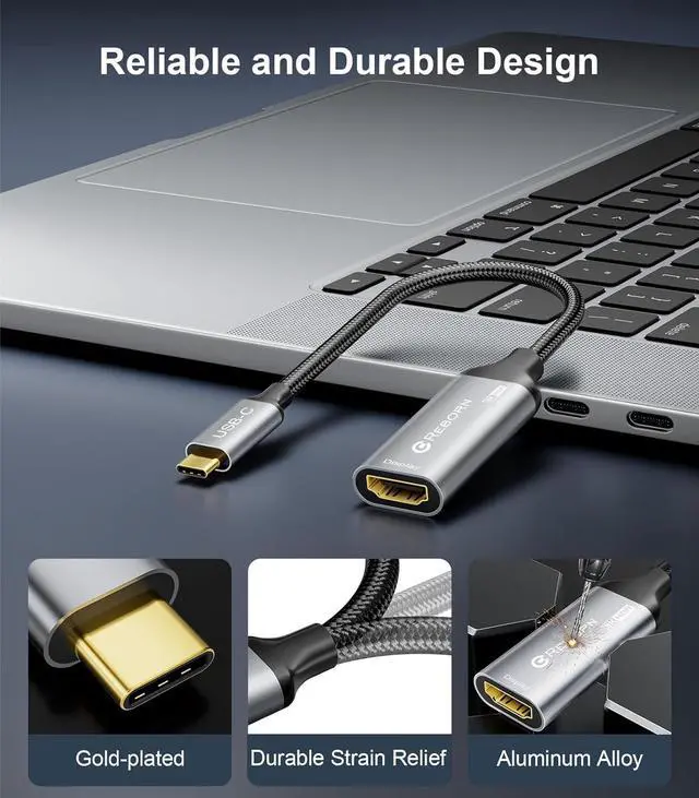 Alt view image 5 of 7 - USB-C to HDMI 2.1 Adapter 8K@60Hz Type C to HDMI Converter 4K@144Hz [Thunderbolt 3/4 Compatible] - Supports 48Gbps Adapter HDMI for MacBook Pro/Air iPad Other USB-C Laptops