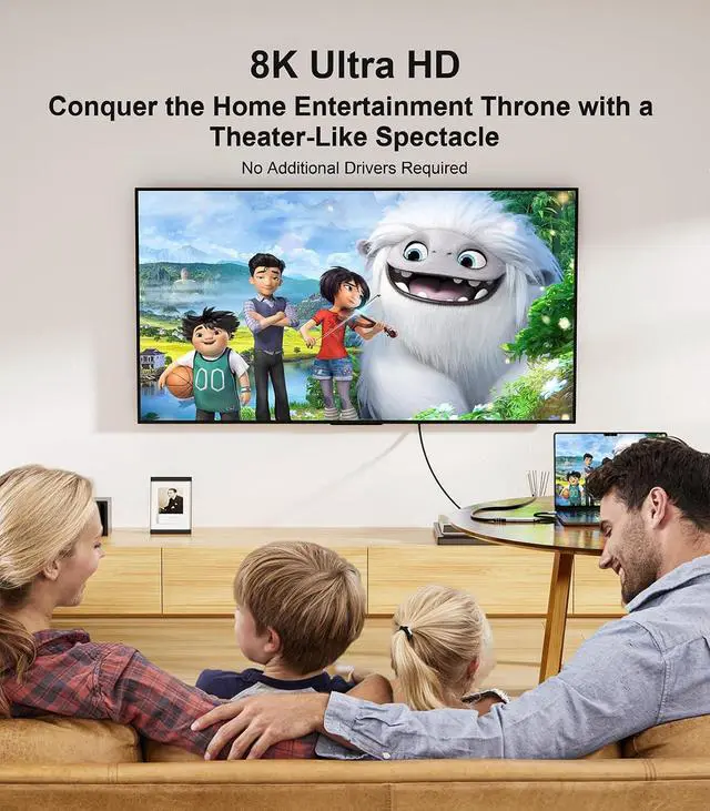 Alt view image 7 of 7 - USB-C to HDMI 2.1 Adapter 8K@60Hz Type C to HDMI Converter 4K@144Hz [Thunderbolt 3/4 Compatible] - Supports 48Gbps Adapter HDMI for MacBook Pro/Air iPad Other USB-C Laptops