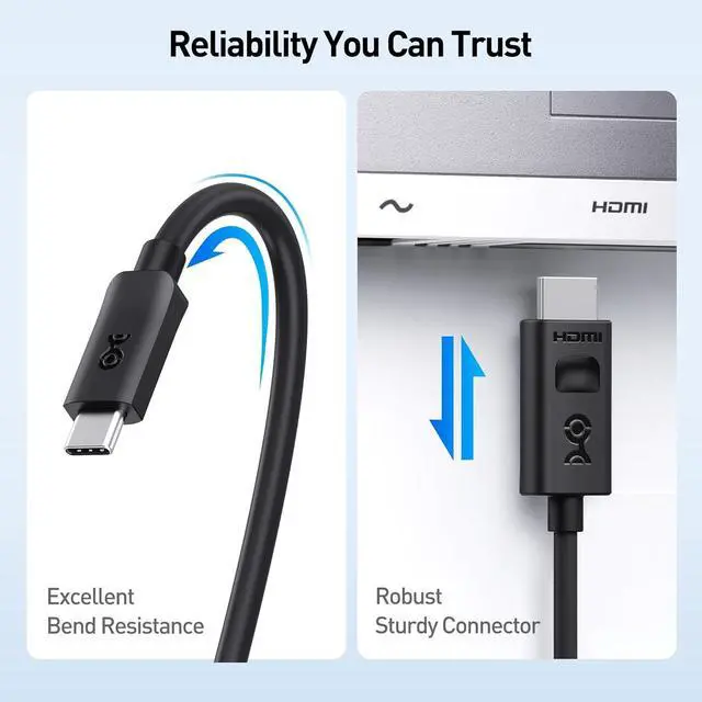 Alt view image 7 of 7 - Unidirectional USB C to HDMI 2.1 Cable - 6ft Support 4K@240Hz and 8K@60Hz HDR - Thunderbolt 4 Thunderbolt 5 USB 4 Compatible with MacBook Pro XPS ThinkPad - Max 4K 60Hz on macOS