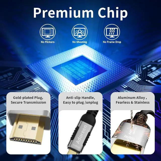 Alt view image 3 of 6 - 4K@60Hz 2K USB C to HDMI Cable 10 Ft Slim Thin HDR Type C 3.1 to HDMI 2.0 Adapter Cord Thunderbolt 3/4 for MacBook iPhone 16/15 iPad Galaxy Surface TV Monitor+Ties