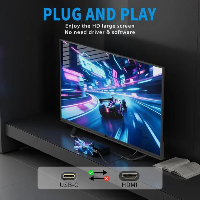 Alt view image 4 of 6 - 4K@60Hz 2K USB C to HDMI Cable 10 Ft Slim Thin HDR Type C 3.1 to HDMI 2.0 Adapter Cord Thunderbolt 3/4 for MacBook iPhone 16/15 iPad Galaxy Surface TV Monitor+Ties