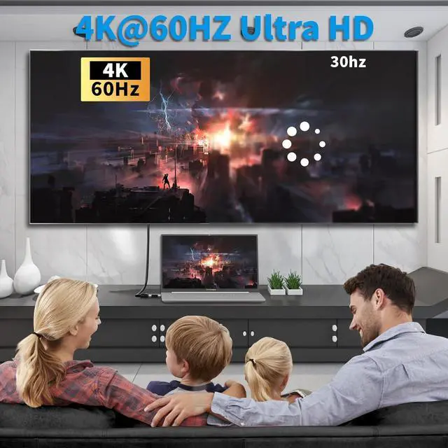 Alt view image 5 of 6 - 4K@60Hz 2K USB C to HDMI Cable 10 Ft Slim Thin HDR Type C 3.1 to HDMI 2.0 Adapter Cord Thunderbolt 3/4 for MacBook iPhone 16/15 iPad Galaxy Surface TV Monitor+Ties