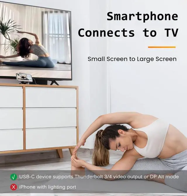 Alt view image 2 of 7 - USB C to Dual HDMI Adapter with 2 4K@60Hz HDMI Docking Station Type C to HD Splitter for 2 Monitors Suitable for MacBook Air/Pro  HP  Chromebook Surface USB Type C Laptops