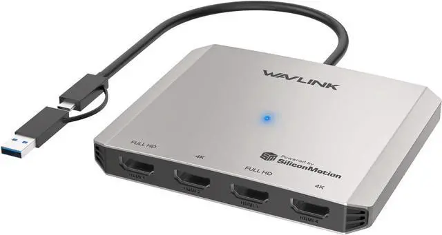 Main image of USB C to Quad HDMI 4K Adapter Universal USB A to HDMI Docking Dual Triple Display Station for Windows Mac M1/M2/M3/M4 Thunderbolt USB-C Laptops