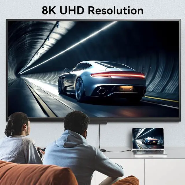 Alt view image 2 of 7 - 8K USB C to HDMI 2.1 Cable 10Ft 48Gbps USB Type-C to HDMI Braided Cord (8K@60Hz 4K@120Hz) Compatible with Thunderbolt 4/3 for iPhone 15/15Promax MacBook Air iPad XPS 17