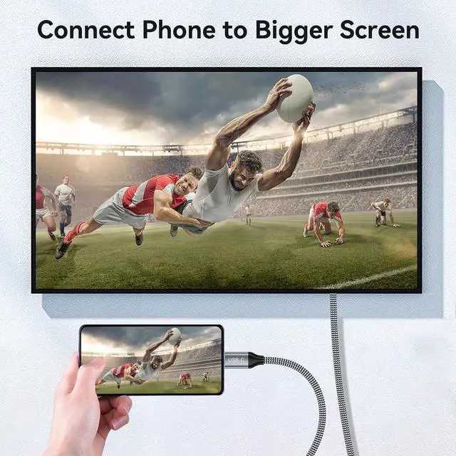Alt view image 3 of 7 - 8K USB C to HDMI 2.1 Cable 10Ft 48Gbps USB Type-C to HDMI Braided Cord (8K@60Hz 4K@120Hz) Compatible with Thunderbolt 4/3 for iPhone 15/15Promax MacBook Air iPad XPS 17