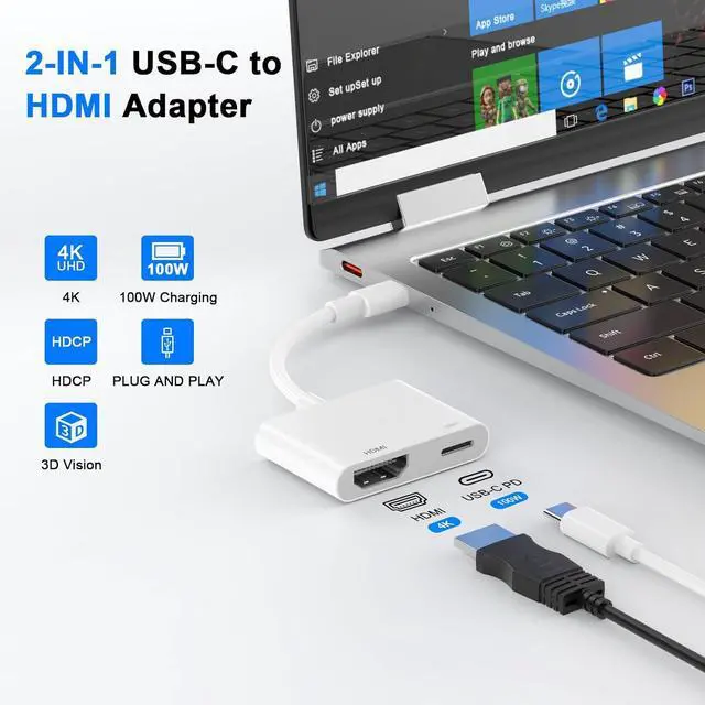 Alt view image 2 of 7 - [MFi Certified] USB C to HDMI Adapter for iPhone 16 to TV USB Type C Digital AV Adapter 4K Sync Screen Woven Cable for iPhone 16/16 Plus/16 Pro/16 Pro Max/15/15 Pro Max to HDTV Projector Monitor