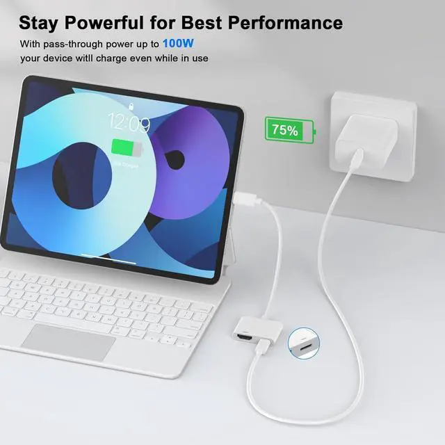 Alt view image 6 of 7 - [MFi Certified] USB C to HDMI Adapter for iPhone 16 to TV USB Type C Digital AV Adapter 4K Sync Screen Woven Cable for iPhone 16/16 Plus/16 Pro/16 Pro Max/15/15 Pro Max to HDTV Projector Monitor
