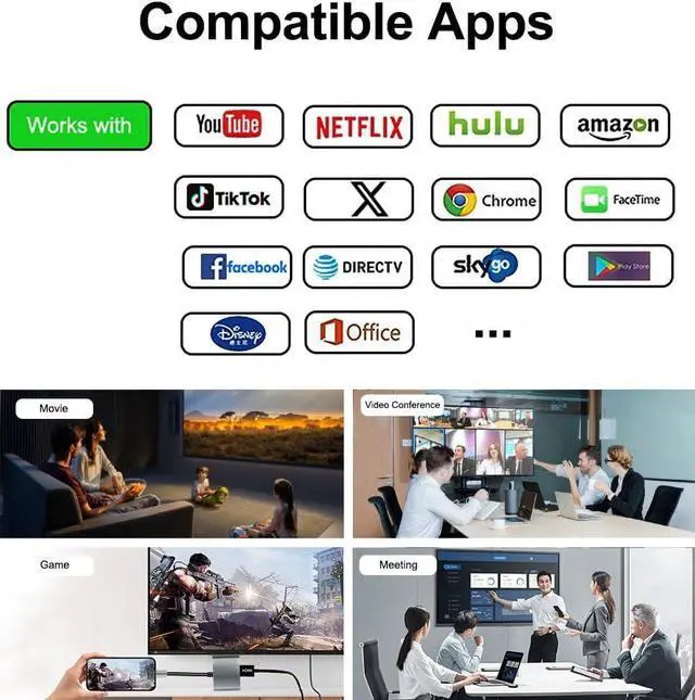 Alt view image 6 of 7 - USB C to HDMI Adapter for iPhone 15/16 to TV 4K@60Hz USB-C Digital AV Multiport Adapter with PD 100W & USB3.1 MFi Certified Type C to HDMI Dongle for iPad Pro MacBook Air/Pro (Grey)