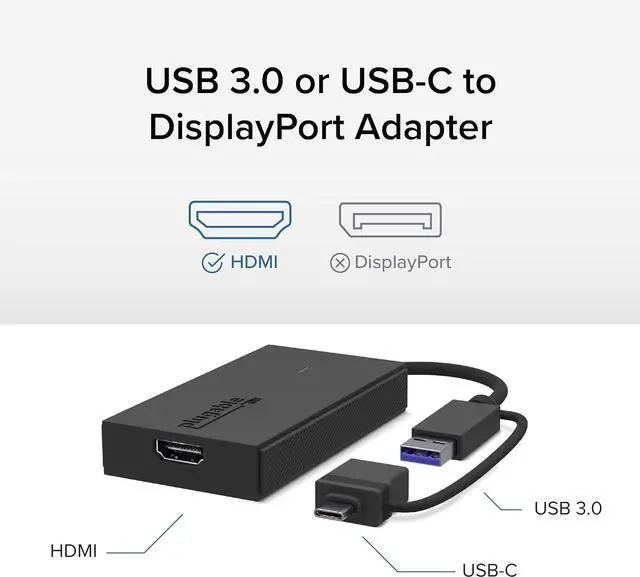 Alt view image 2 of 6 - USB C to HDMI Adapter Universal Video Graphics Adapter for USB 3.0 and USB-C Macs and Windows Extend an HDMI Monitor up to 1440p@60hz