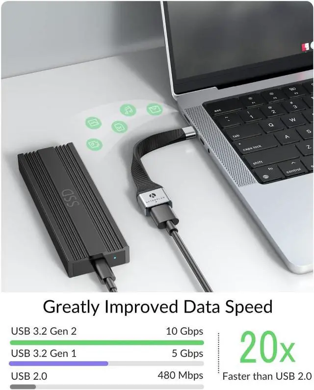 Alt view image 3 of 7 - Short USB-C to USB-A OTG Adapter Cable 5 inch 10Gbps USB-C to USB-A Female Thunderbolt 3/4/5 & USB4 Compatible for MacBook iPad iPhone 15/16