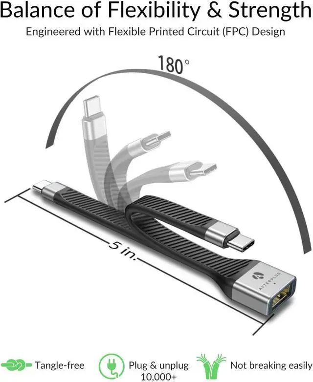 Alt view image 6 of 7 - Short USB-C to USB-A OTG Adapter Cable 5 inch 10Gbps USB-C to USB-A Female Thunderbolt 3/4/5 & USB4 Compatible for MacBook iPad iPhone 15/16