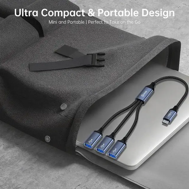 Alt view image 7 of 7 - USB C to USB Adapter, USB Female to USB C Male Cable Adapter for Data Transfer/Charging, Triple USB OTG Adapter Compatible with Laptop, MacBook, iPhone 15/16