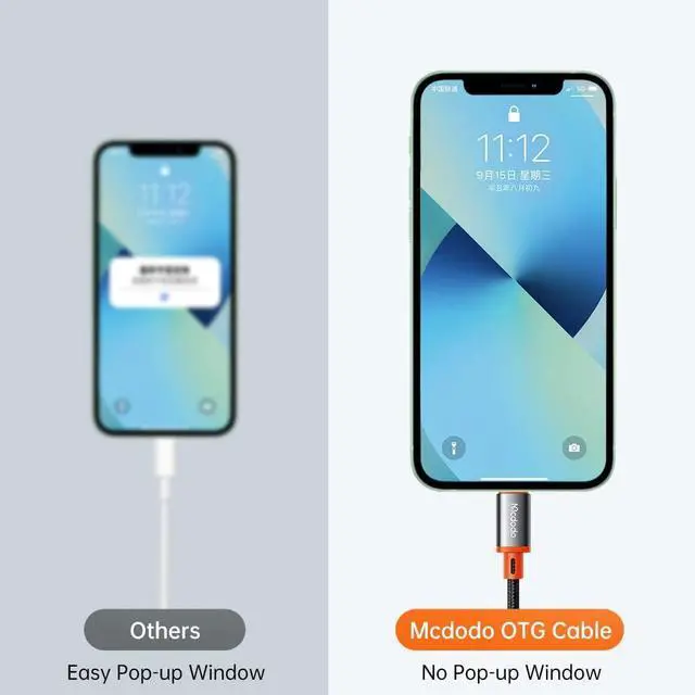 Alt view image 4 of 7 - mcdodo 4 in 1 USB-C to Lightning OTG Adapter with Charging/Data Transfer/Audio/OTG Function Type-C Female to Lightning Male Cable Adapter Fit for iPhone/iPad/AirPods/MacBook