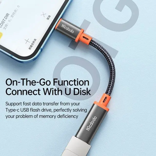 Alt view image 5 of 7 - mcdodo 4 in 1 USB-C to Lightning OTG Adapter with Charging/Data Transfer/Audio/OTG Function Type-C Female to Lightning Male Cable Adapter Fit for iPhone/iPad/AirPods/MacBook