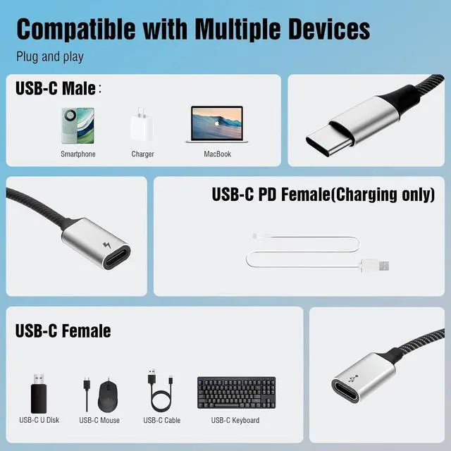 Alt view image 5 of 7 - USB C Splitter Cable USB C Male to 3 USB C Female Adapter with Fast Charging Data Transfer 3 in 1 OTG Type C Cord Converter for iPhone 15/15 Pro/15 Pro Max/15 Plus iPad Pro/Air Mac