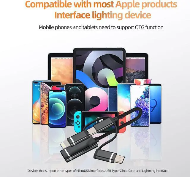Alt view image 7 of 7 - USB C Lightning USB Male to OTG 3.0 Female Adapter(3 in 1)for  Cable for iPhone 16 15 14 Pro max Flash Drive Type C Macbook for iPad Connector Laptop Computer Data Transfer Compatible for