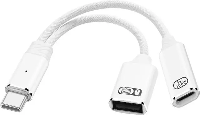 Main image of USB C to USB OTG Adapter 1 in 2 Splitter USB C Male to USB A Female with 100W PD Charging Cable Type C OTG Female for Smartphone Tablet Laptop etc