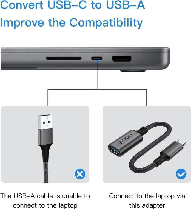 Alt view image 6 of 7 - USB C to USB Adaptor Aluminum USB C Adapter OTG Cable Type C Male to USB 3.2 Female 10Gbps Transfer Compatible with MacBook/iPad Air/Pro 2022 Galaxy S22  XPS and more Type C Devices