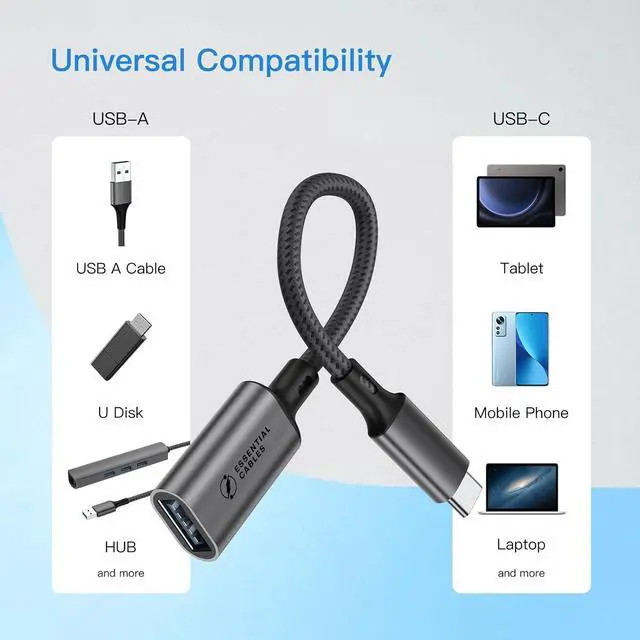 Alt view image 7 of 7 - USB C to USB Adaptor Aluminum USB C Adapter OTG Cable Type C Male to USB 3.2 Female 10Gbps Transfer Compatible with MacBook/iPad Air/Pro 2022 Galaxy S22  XPS and more Type C Devices