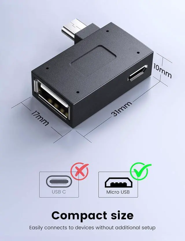 Alt view image 5 of 5 - OTG Cable Adapter for Fire TV Stick 4K Added Memory to fire tv Stick Left and Right Angle Powered Micro USB to USB OTG Adapter for Android Phone Tablet and More Host Devices with Micro USB