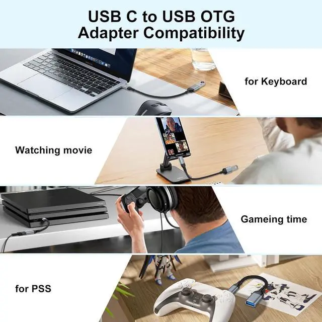 Alt view image 7 of 7 - USB C to USB Adapter for iPhone 16 Pro Max 16 Plus 16e 15  Galaxy S25 S24 2 Pack USB 3.0 OTG Cable Converter Type C Male to USB A Female Camera Adapter for Card Reader Flash Drive MIDI Keyboard