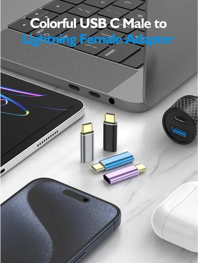 Alt view image 6 of 7 - Lightning to USB C Adapter 2Pack- Support Fast Charging Data Transfer OTG - USB Type C Adapter Compatible with iPhone 16 15 Plus Pro Max AirPods 4 Pro 2 Galaxy S24 Pixel 9 Pura70 Pro