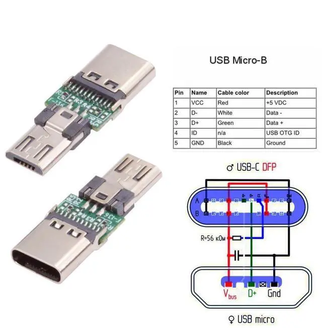 Alt view image 4 of 7 - 5 Pack Micro USB OTG Adapter Micro USB Male to USB C Female Mini Size Connector Adapter