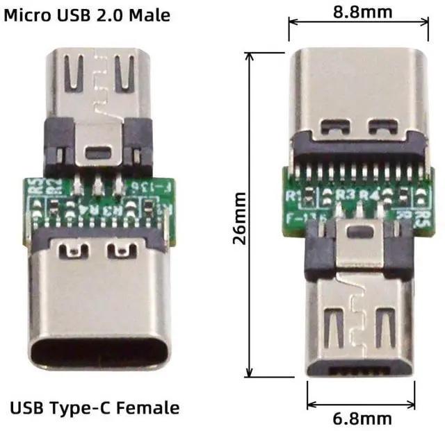 Alt view image 5 of 7 - 5 Pack Micro USB OTG Adapter Micro USB Male to USB C Female Mini Size Connector Adapter