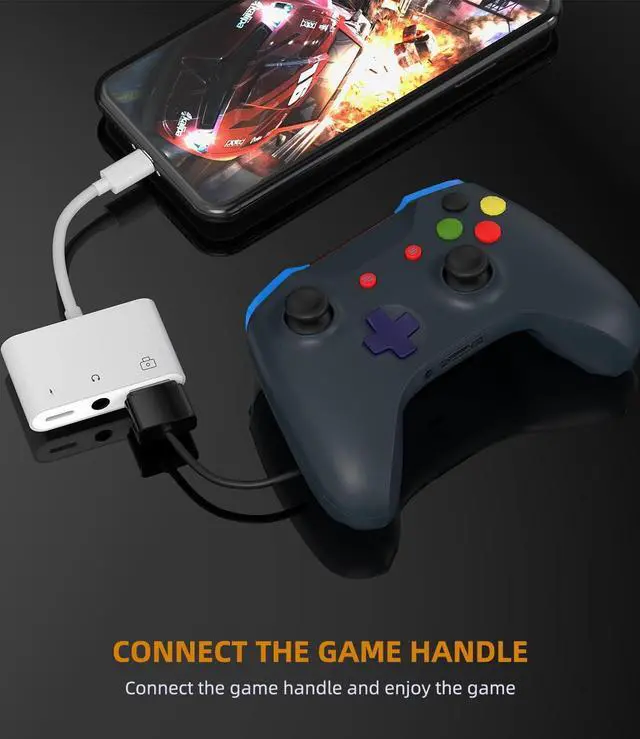 Alt view image 2 of 7 - 3.5mm Headphone to Lightning Jack USB Charger AUX 3in1 Cable Dongle Iphone Audio OTG Adapter for  14 13 12 11 Pro Max Xr X 8 7 Plus Ipad Camera Mouse Keyboard Memory Stick Flash Drive Card Reader