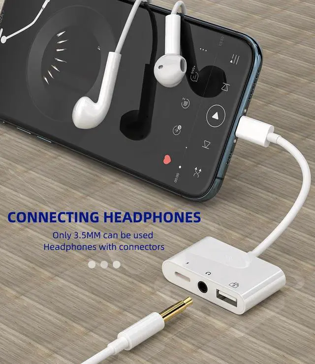 Alt view image 5 of 7 - 3.5mm Headphone to Lightning Jack USB Charger AUX 3in1 Cable Dongle Iphone Audio OTG Adapter for  14 13 12 11 Pro Max Xr X 8 7 Plus Ipad Camera Mouse Keyboard Memory Stick Flash Drive Card Reader