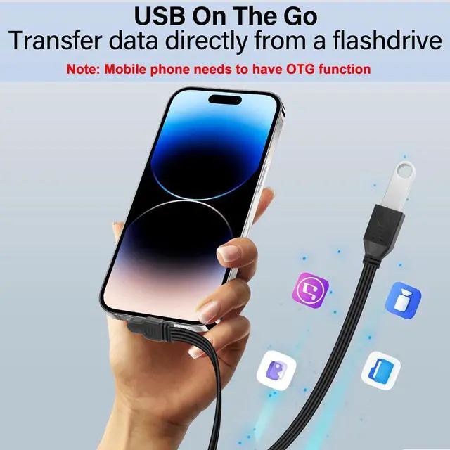 Alt view image 6 of 7 - 90 Degree USB C Male to USB A Female OTG Cable Right Angle Type C to USB Charge Cord Fast Charging and Data TransferFlat Flexible USB-C to USB-A 2.0 Cable for Phone Tablet Laptop 1Ft