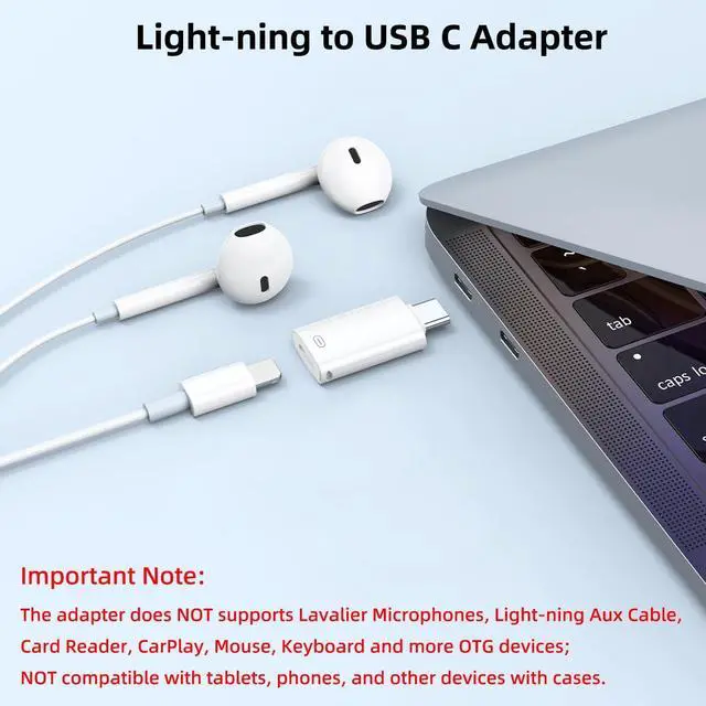 Alt view image 2 of 7 - USB C to Light-ning Headphone Audio Adapter with Charge Data for iPhone 16/15 Series iPad MacBook and More Not for Lavalier Microphones/OTG and Devices with Cases White