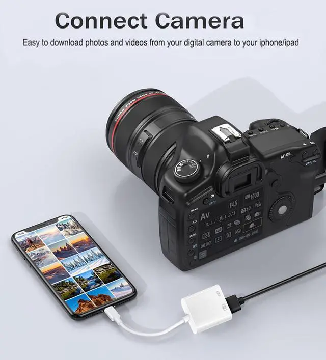 Alt view image 3 of 7 - Lightning to USB Camera Adapter with Charging Port  MFi Certified OTG Dongle for iPhone 14 13 12 11 X XS XR 8 iPad to USB Flash Drive Card Reader Keyboard Mouse Piano