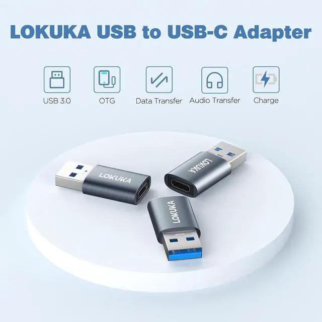Alt view image 2 of 7 - USB C Female to USB Male Adapter (3 Pack) 5 Gbps USB-A 3.0 to Type C OTG Adapter Converter Compatible with Laptop PC Car to Flash Disk USB C Headphones Mobile Pad Gray