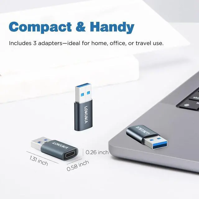 Alt view image 5 of 7 - USB C Female to USB Male Adapter (3 Pack) 5 Gbps USB-A 3.0 to Type C OTG Adapter Converter Compatible with Laptop PC Car to Flash Disk USB C Headphones Mobile Pad Gray